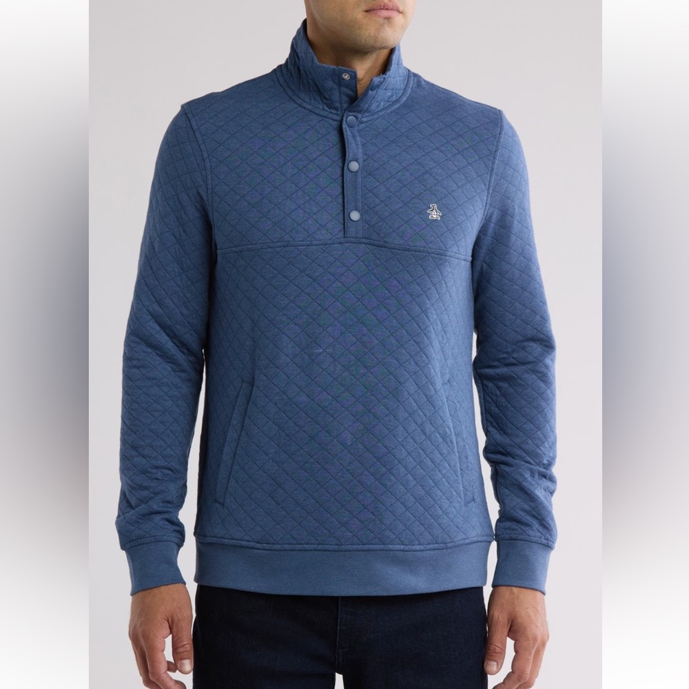 Original Penguin Men's Quilted Pullover, snap neck